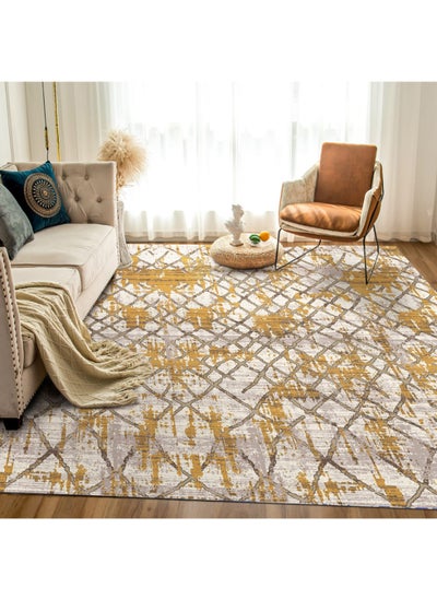 Buy Interior Luxurious Modern Rectangular Anti-Slip Carpet Made of High Quality Polyester in UAE