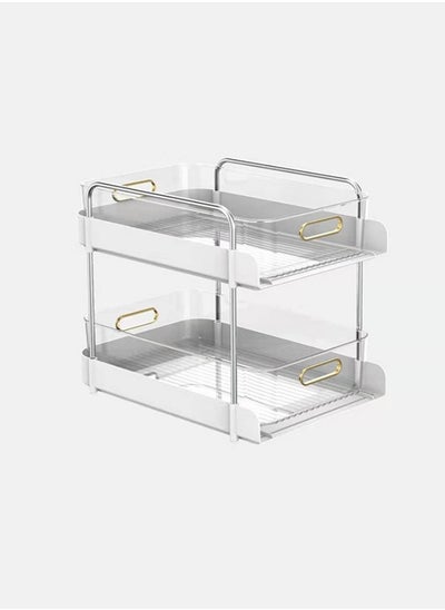 Buy 2-Tier Makeup Organizer Under Sink Organizer Storage Shelf With Clear Sliding Baskets and Pull Out Drawer For Kitchen Bathroom Bedroom Office in Saudi Arabia