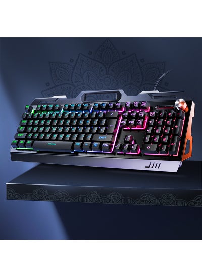 اشتري V2G5 Gaming Keyboard, Mouse  Headset Bundle for PC Metal panel knob adjustment-black mixed light keyboard في السعودية