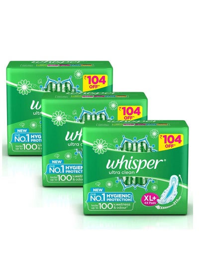 Buy Whisper Ultra Clean Sanitary Napkins With Wings XL 132 Pads in UAE