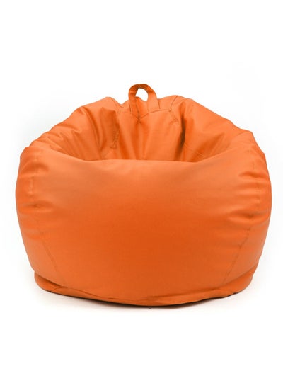 Buy Classic Round Faux Leather Bean Bag with Polystyrene Beads Filling(Orange) in UAE