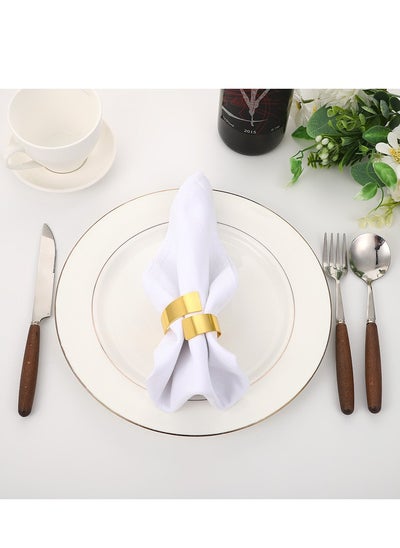 اشتري Stainless Steel Napkin Rings Metal Napkin Ring Holders Modern Ring Holder Serviette Buckles Metallic Adornment for Table Settings Kitchen Dinner Party Wedding في السعودية