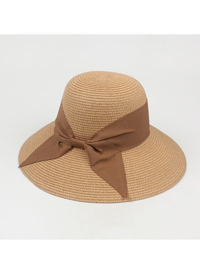 Buy New Fashionable and Minimalist Big Bow Big Eaf Sun Hat in UAE