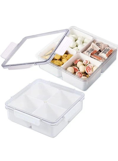 Buy Leak-proof Snack Fruit Serving Tray Detachable Food Storage Container with 4 Compartment in Egypt