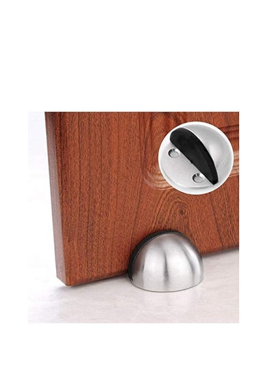 اشتري Floor Mount Door Stopper, Stainless Steel Doorstops Door Catch Tape/Punch Door Holder, with Rubber Bumper Tip Half Moon Oval Wall Protector, for Hotel Home Office Bedroom Living Bath Room في الامارات