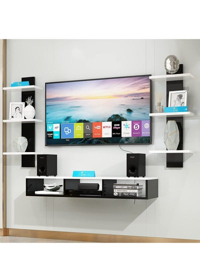 Buy Wall Mounted TV Unit, Cabinet, with TV Stand Unit Wall Shelf for Living Room (White&Black) in UAE