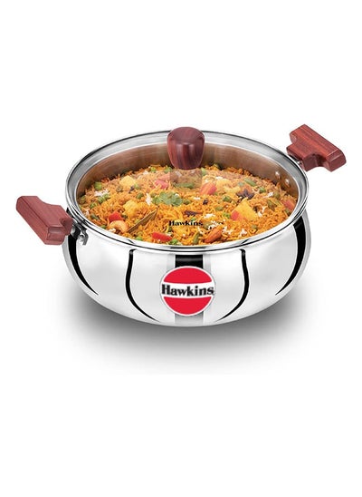 Buy Hawkins 5 L Cook N Serve Handi With Glass Lid, Induction Compatible Tri-Ply Stainless Steel Cookware, Cooking Pot, Saucepan (Ssh50G) in UAE