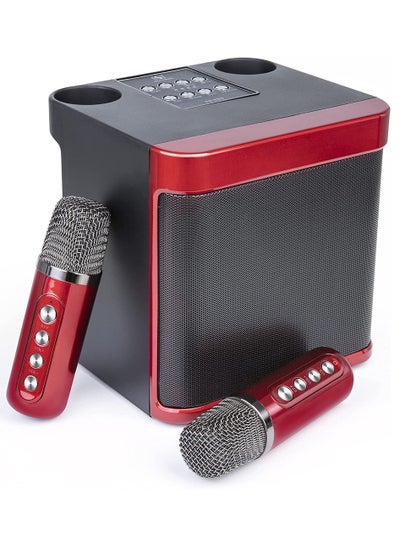 Buy Karaoke machine with 2 wireless microphone speaker system singing machine in Saudi Arabia