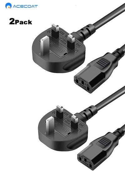 Buy 2Pack 13A Fused UK Power Cable, 3 pin 1.5 Metre Mains Power Lead UK Plug Kettle Lead Universal AC Power Cord for LED LCD Smart TV, PC, Laptop, Monitors, Electric Kettles, Rice Cookers, etcs in Saudi Arabia