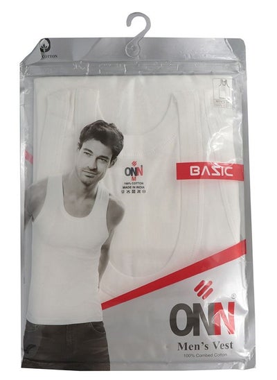 Buy Mens Undershirt Sleeveless Cotton White in UAE