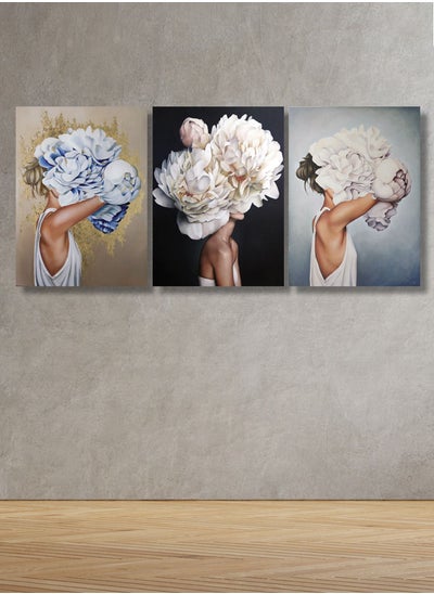 Buy Decorative Wall Art Painting with a Woman design, 3 pieces, size 120x60 cm in Saudi Arabia