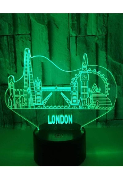 اشتري Simple and modern 3d visual LED acrylic decorative wall lamp bedroom bedside lamp aisle lamp Londen Bridge 3D atmosphere lamp birthday  holiday gifts في الامارات