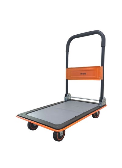 Buy Milano Steel Platform Soft Hand Trolly Platform Hand Truck Dolly Trolley Push Cart for Pulling Moving Goods Cartons Pu-W (Tt4300Ca-910X610) 300Kg Black/Orange in UAE