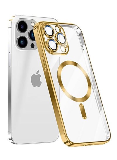 Buy Magnetic for iPhone 15 Pro MAX Case with MagSafe [Support Wireless Charging] Clear TPU Shockproof Protective Phone Cover for iPhone 15 Pro MAX Case with Integrated Camera Lens Protector Gold in Egypt