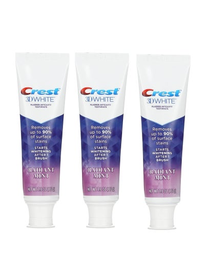 اشتري Crest, 3D White, Fluoride Anticavity Toothpaste, Radiant Mint, 3 Pack, 3.8 oz (107 g) Each في الامارات