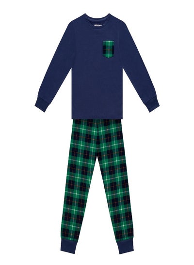 اشتري 1 Pack Boys Greentreatorganic Cotton Longsleeve Top and Check Bottoms في السعودية