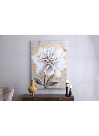 اشتري Dandi Floral Hand Painted Unframed Canvas 90x120cm-gold في الامارات