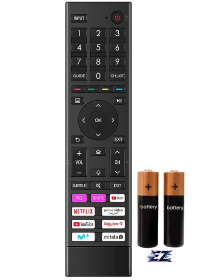 اشتري ERF3D80H New Replace Voice Remote fit for Hisense Smart TV 43A6FGTUK 50A6BG 50A6CG 50A6DG 50A6DGCH 55A6BG 58A6BG 65A6BG 70A6BG 75A6BG 85A6BG 50A6EG 50A6FG 50A6GG 50A6HG 50A6EGCH with battery في الامارات