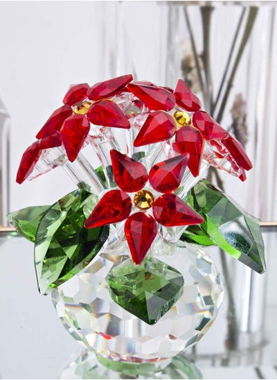 اشتري Crystal 6 Red Heads flower Handicraft Ornament Decorative Gift في السعودية