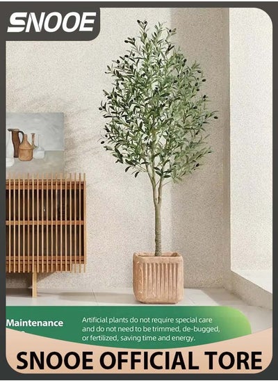 Buy 180 CM Artificial Olive Tree Plant 6 Feet Fake Topiary Silk Tree, Perfect Faux Plants in Pot for Indoor Outdoor House Home Office Garden Modern Decoration Housewarming in UAE