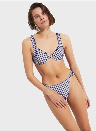 Buy Checked Frill Bikini Top & Bottom Set in UAE