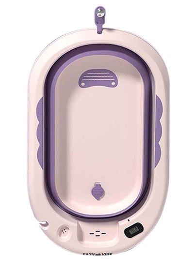 Buy Eazy Kids Temperature Controlled Foldable  Bathtub w/ Intelligent Temperature Monitoring Thermometer and Baby Head Shampoo Wash Rinse Mug - Purple in Saudi Arabia