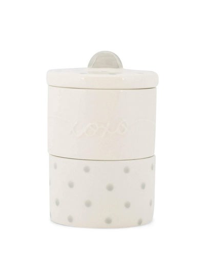Buy Xoxo Tooth And Curl Soft Grey 4 X 3 Ceramic Stoneware Baby Keepsake Box in Saudi Arabia