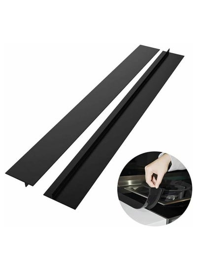 اشتري Silicone Stove Gap Covers (2 Pack), 21 Inches Heat Resistant Oven Gap Filler Seals Gaps Between Stovetop and Counter (Black) في الامارات