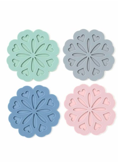 Buy Set of 4 Non-Slip Silicone Hot Pot Holders for Kitchen Countertop - Heat Resistant Trivets for Hot Dishes, Assorted Colors, Perfect for Pots and Pans in Saudi Arabia