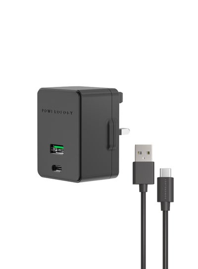Buy Dual Port Charger Ultra-Quick 36W with  1.2M Type-C Cable - Black Black in UAE