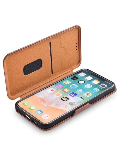 Buy Protective Case Flip Cover For Apple iPhone 12 Pro Max Brown in UAE