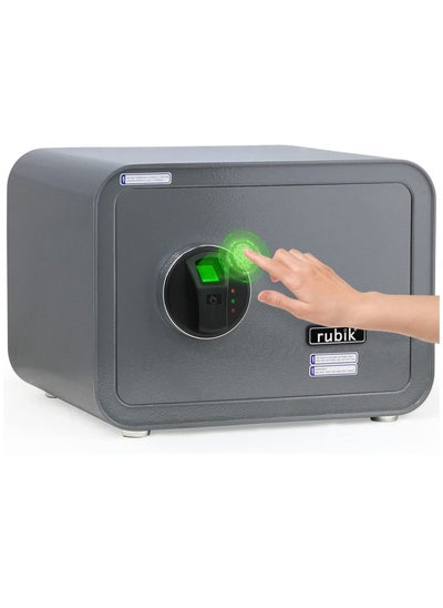 اشتري Safe Box with Biometric Fingerprint Lock A4 Document Size Safety Deposit Box for Home Office Shop RB25QC9 (25x35x28cm) Grey في الامارات