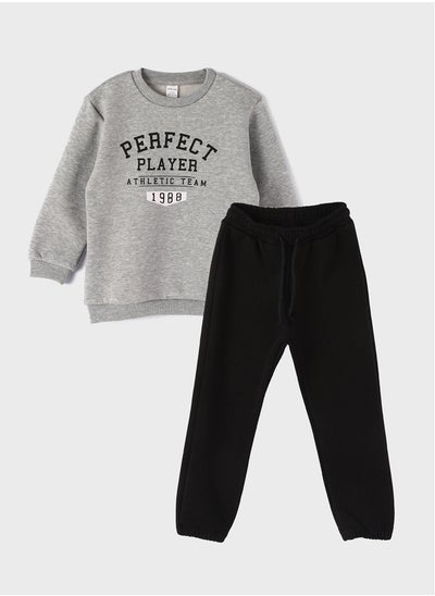 اشتري Crew Neck Printed Baby Boy Sweatshirt and Trousers 2-Pack Set في مصر