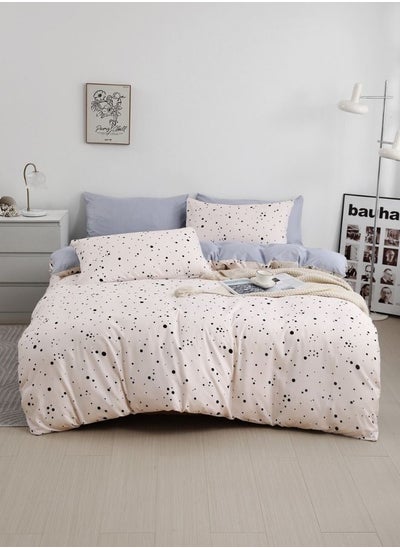 Buy Various King/Queen/Single Size Bedding Set, Reversible White with Gray  Color Dots Style in UAE