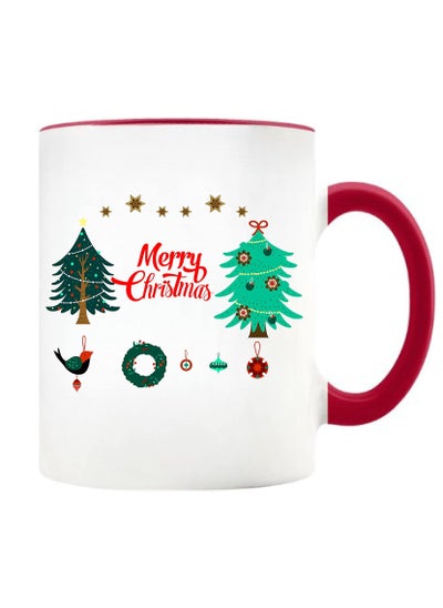 Buy Merry Christmas Design Printed Ceramic Coffee Mug Suitable Gift for Christmas | Christmas Theme| Christmas Decor | Gifts for Friends| Gift for Employees (Two Tone Red Mug, Design 2) in UAE