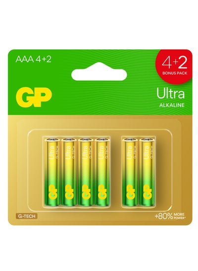 Buy GP Ultra Alkaline AAA Batteries (4+2 Pack) | Long-Lasting Power for High-Drain Devices | Leak-Proof Durability | Ideal for Non-EU Devices | Convenient Blister Card for Easy Storage in UAE