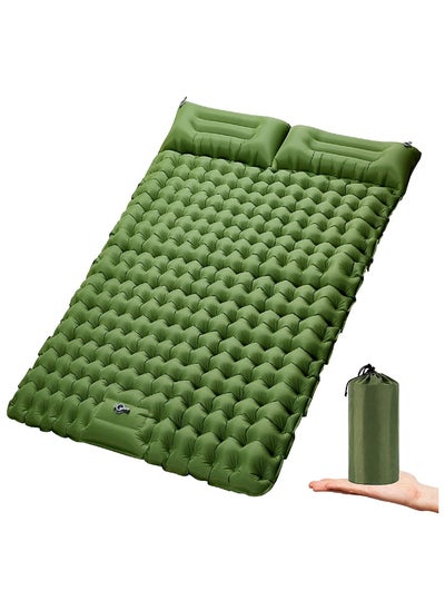 Buy Double Sleeping Pad for Camping Inflatable 2 Person Sleeping Mat with Built-in Pump, Foot Press Ultralight Extra Thick Camping Mat with Pillow for Backpacking, Traveling, Hiking, Durable & Waterproof in UAE