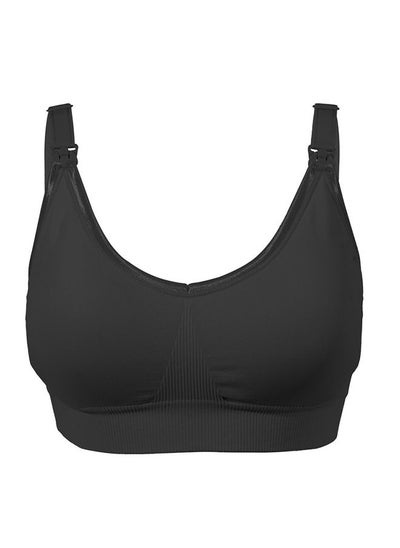 اشتري OKUS Full Cup Maternity & Nursing Bra - Non Wired Removable Breathable Pads - Wireless Clip Down Breastfeeding Bra - Adjustable Shoulder Straps Bra - Easy One Hand Opening Buckles (L, Black) في الامارات