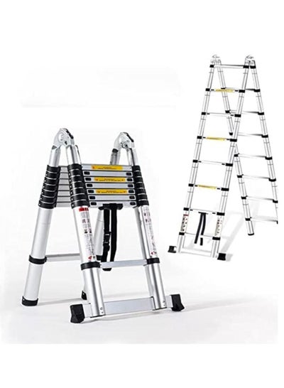 Buy Quotel Telescopic Multi-Function Super Heavy-Duty Ladder | Extendable Aluminum Step Ladder with Adjustable Height N Non-Slip Feet | ('A' 3.1+3.1m 'I' 6.2m) in UAE