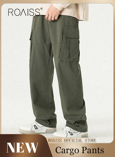 Kids Boys Fashion Cargo Pants Elastic Waistband Pocket Casual Dungarees  Trousers 
