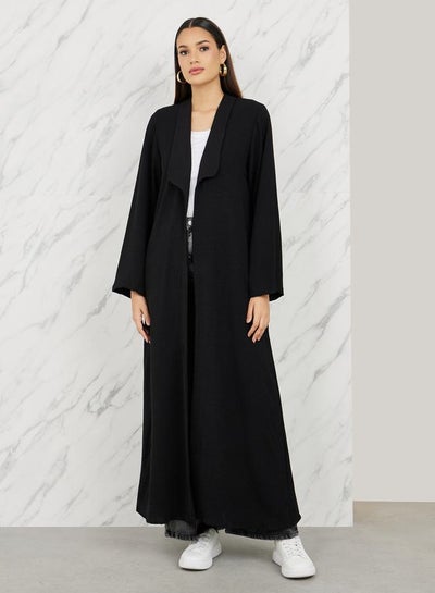 Buy Textured Collared Open Front Casual Abaya in Saudi Arabia