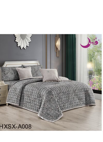 Buy Floral compressed double quilt set, 6 pieces, size 240 * 220 cm in Saudi Arabia