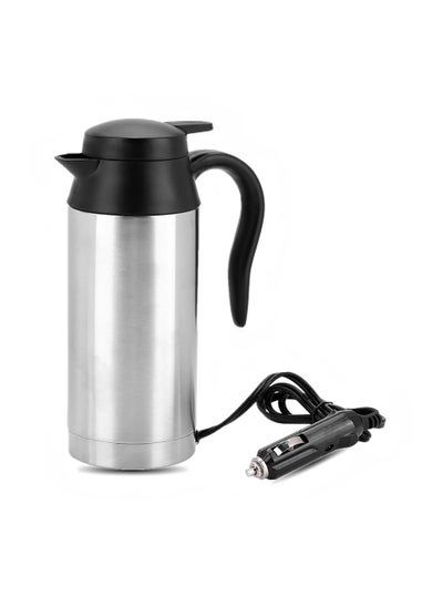 اشتري Portable 24V Stainless Steel Electric Car Kettle 750ml Ideal for Travel and Home Use Hot Water and Coffee في الامارات