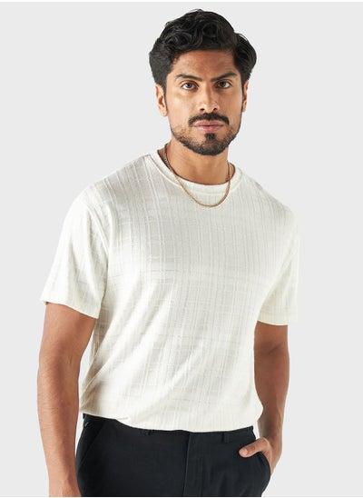 Buy Textured Crew Neck T-Shirt in Saudi Arabia