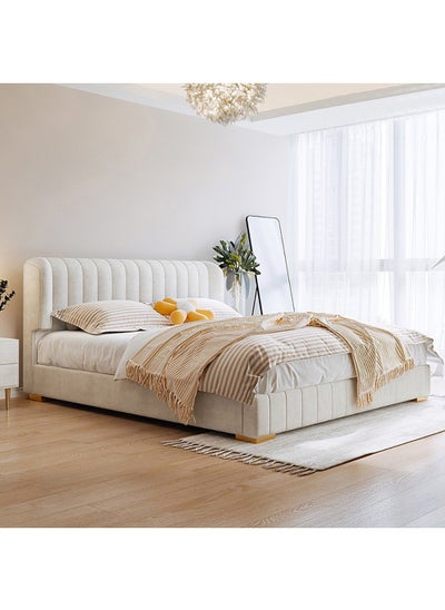 اشتري Maple Home Bed Frame Wood Upholstered Velvet Super King Size Floating Base Bedroom Furniture في الامارات