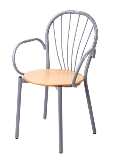 Buy Lora CH19 Silver Enough Wood Base Chair with Armrest CH 19 - CAFÉ with Arms Silver in Egypt