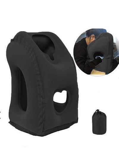 Buy Inflatable Travel Pillow for Sleeping to Avoid Neck and Shoulder Pain Support Head Neck and Lumbar Used for Airplane Car and Office Black 50x30x29cm in Saudi Arabia