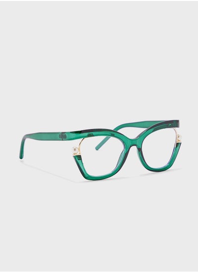 Buy Pearl Detail  Anti Blue Laptop Optic Cat Eye Lens Glasses in UAE