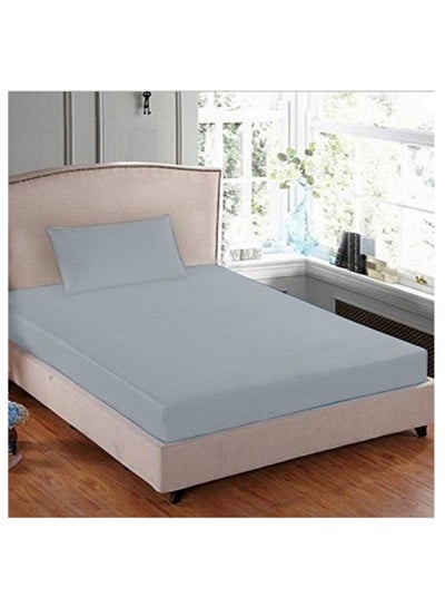 Buy Turkish Fitted Bedsheet Single 100x200 cm with 1 Pillowcase 50x70 cm Cotton Grey in UAE