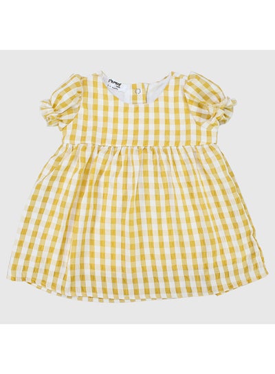 Buy Yellow Checkered Short-Sleeved Dress in Egypt